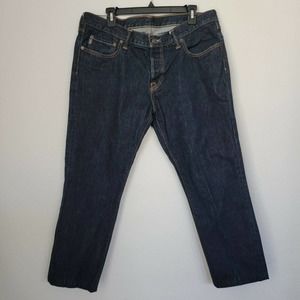 Abercrombie & Fitch Mens Button Fly Jeans Straight Leg 34x27 Slim Altered
